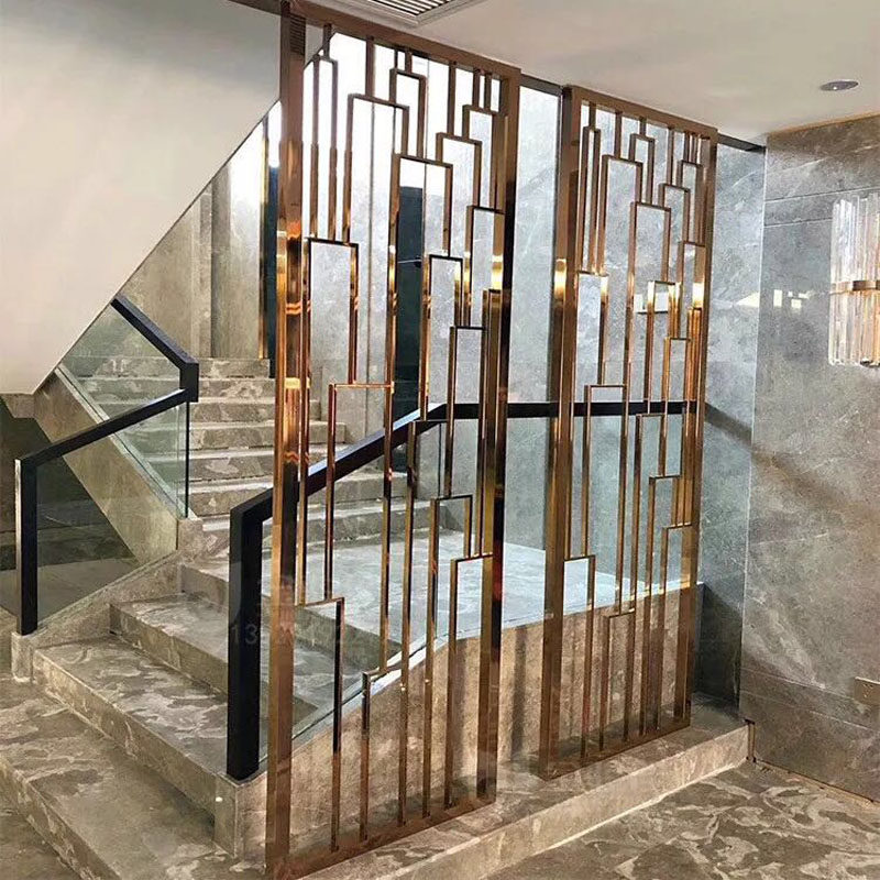 金屬輕奢不銹鋼屏風隔斷客廳現(xiàn)代簡約辦公室玄關(guān)花格裝飾鏤空